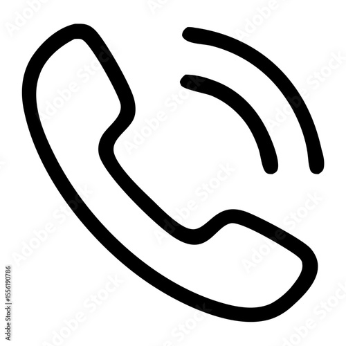 Simple Outline Handdrawn Phone Receiver Calling Communication Sign Icon