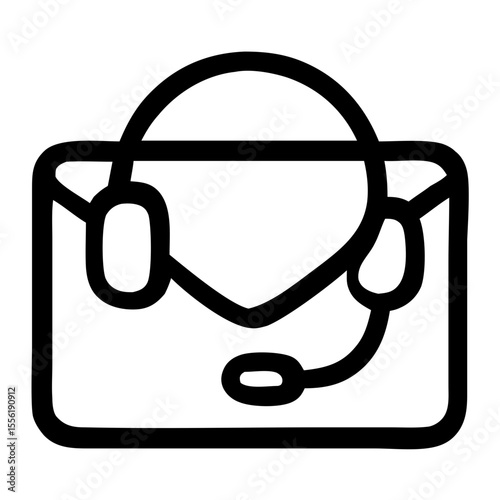 Simple Outline Headset in Envelope Contact Us Customer Support Icon
