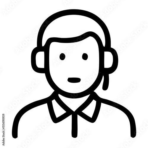 Outline Simple Headphone Person Call Center Agent Support Icon