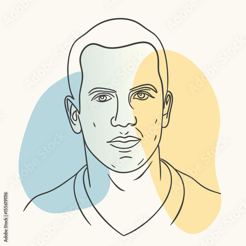 Young man portrait in vector illustration style with artistic lines and detailed facial features