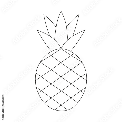 Black and White Outline of a Pineapple Icon for Design Projects