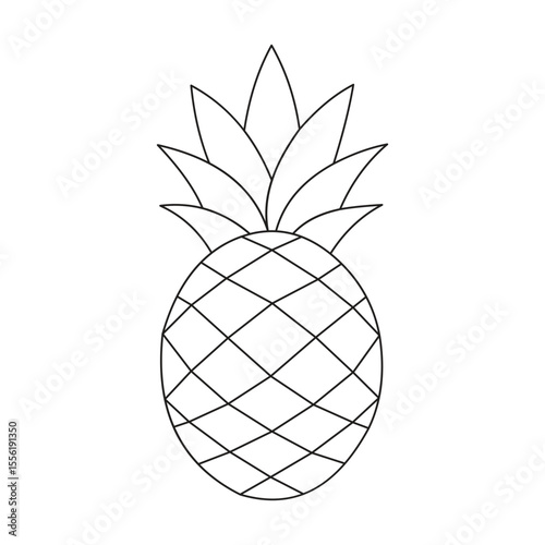 Black and White Outline of a Pineapple Icon for Design Projects