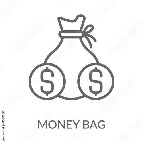 Money Bag Icon Line Style. Design Vector Illustration