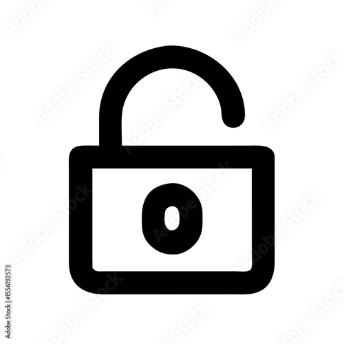 A digital vector padlock icon on a metal button illustrates camera security for photo technology