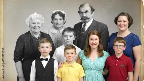 Vintage family portrait black and white image for diverse editorial uses