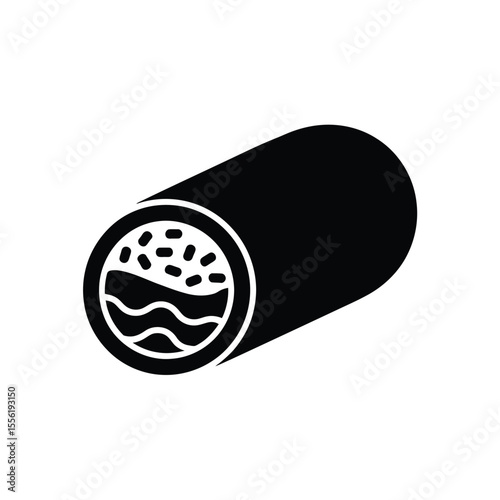 Black and white icon representing a clogged artery with plaque buildup and blood flow