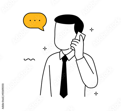 Businessman talking on phone illustration. Professional man in conversation with smartphone.