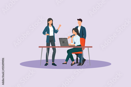 Team Work Concept. Colored flat vector illustration isolated