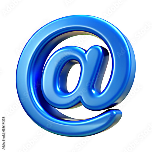 Wallpaper Mural Shiny Blue 3D At Symbol Isolated on White Background Torontodigital.ca