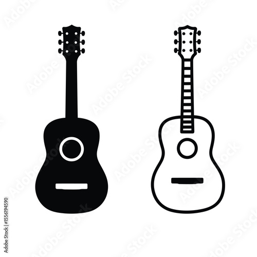 A minimalist illustration of two acoustic guitars side by side