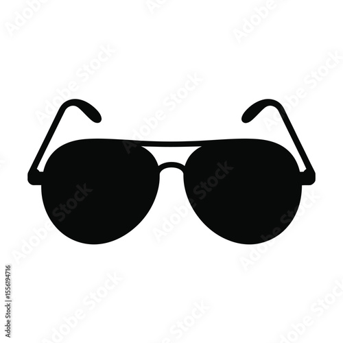 Classic black aviator sunglasses silhouette isolated on a white background