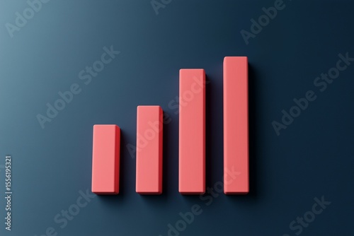 Pink coral ascending bar chart blocks on blue gradient background.