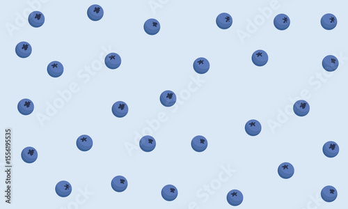 Blueberries seamless pattern. Berries isolated background. Original simple flat illustration. Flat cartoon style.