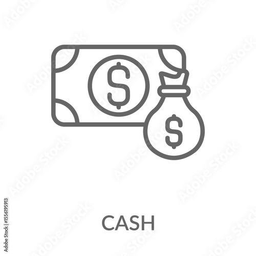 Cash Icon Line Style. Design Vector Illustration