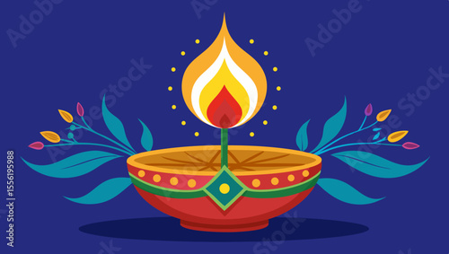 Vector art of a flickering candle flame dances in the darkness, its light a beacon of hope and warmth