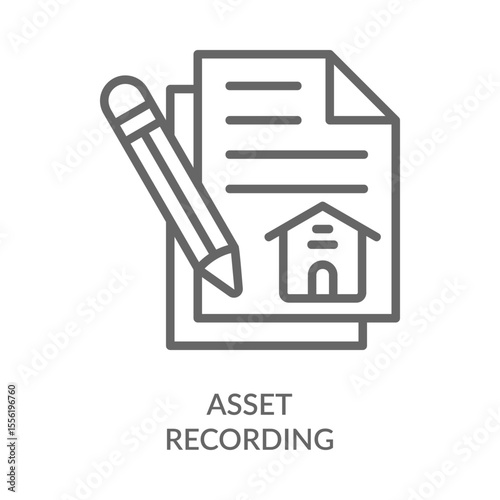 Asset Recording Icon Line Style. Design Vector Illustration