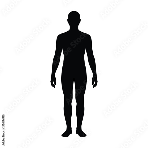 Full body silhouette of a man standing with arms at his sides