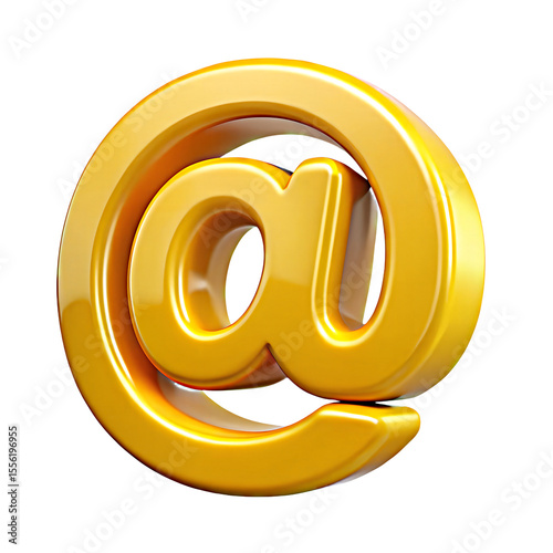 Wallpaper Mural Shiny Gold 3D At Symbol Isolated on White Background Torontodigital.ca