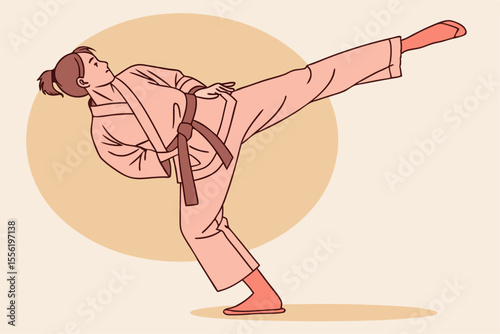 peach martial- artist mid kick traditional