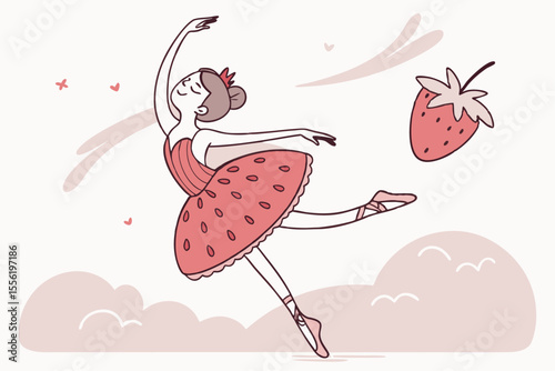 Strawberry Ballerina in Mid Pirouette with Fluttery Tutu
