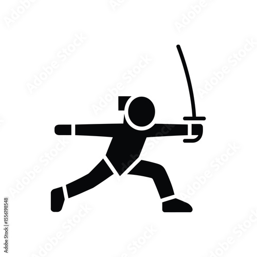 Fencer in action pose with sword ready for combat