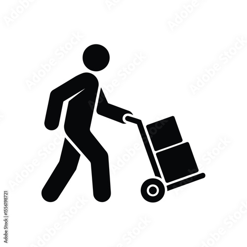 Person pushing a hand truck with two boxes for delivery and logistics