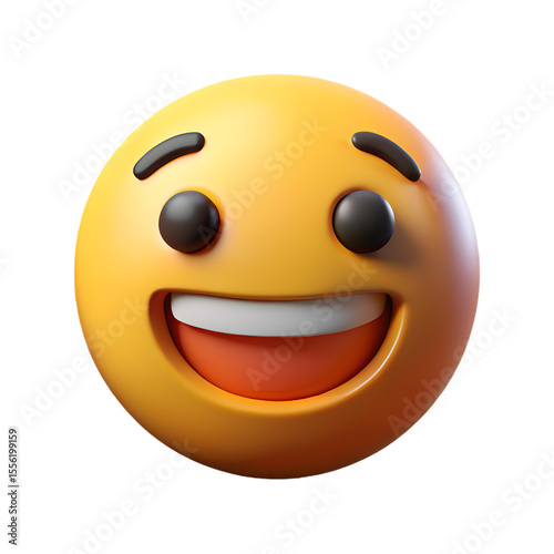 Happy Smiling 3D Emoji: Joyful Expression, Social Media Icon