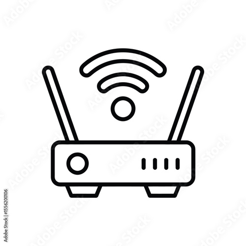 Modern wireless internet router icon with signal waves and indicator lights
