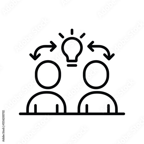 Two people exchanging ideas and generating a new concept or solution