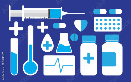 Flat Design Medicine Object Collection