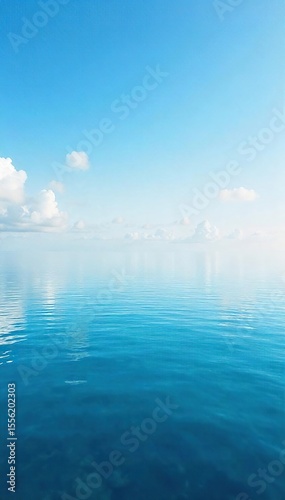 Tranquil Ocean Scene Serene Sunlight on Calm Waters, Unbroken Horizon, Peaceful Atmosphere, Perfect for Travel and Nature Themes