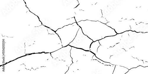
Cracked wall texture grunge background. Earthquake effect. Vector illustration-Old cracked texture set isolated. Dry land crack texture for overlay.
