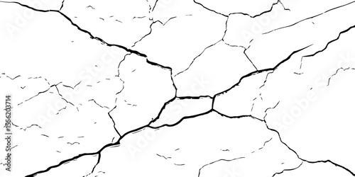 Cracked wall texture grunge background. Earthquake effect. Vector illustration-Old cracked texture set isolated. Dry land crack texture for overlay.

