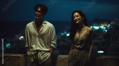 young couple in the night