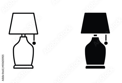 A minimalist illustration of two identical table lamps shown side by side