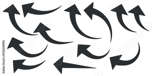 Curved arrow icons. curved arrows set. arrow symbol collection. vector