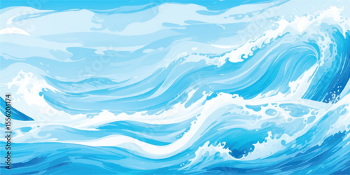 Soothing Blue and White Coastal Watercolor Wave Wash with Light Mist and Subtle Texture for Spa and Seaside Visual Branding