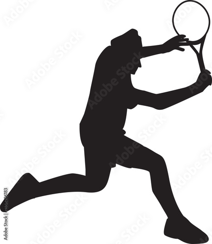 Silhouette Male Tennis Player playing tennis Position
