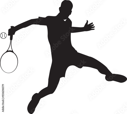 Silhouette Male Tennis Player Playing Position