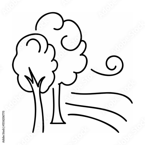 black and white trees blowing in the wind clip art preview