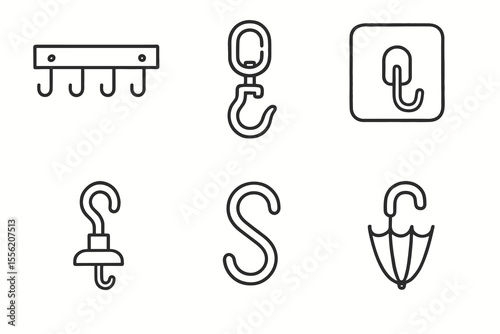 Minimalist hook icons set