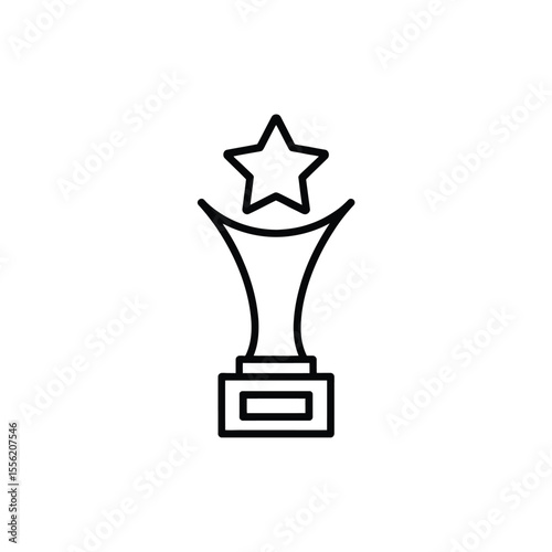 Simple outline icon of a trophy with a star on top against a white background