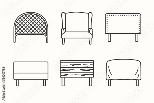 Variety of headboard designs: wicker, wingback, upholstered, wood, and fabric styles