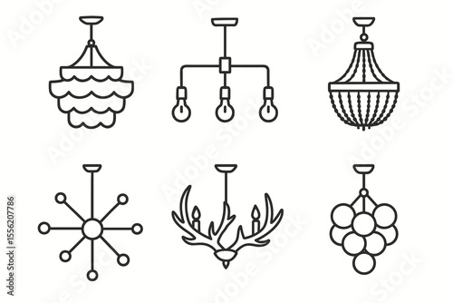 Six unique chandelier designs - modern, classic, antler, pendant, and more