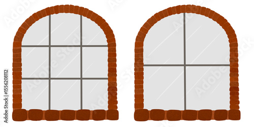 wooden window in a white background