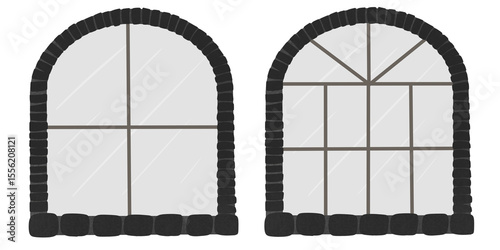 old window in a white wall