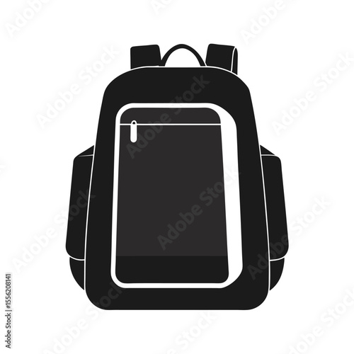 Simple Black Silhouette Backpack Icon, Minimalist Modern Vector, Suitable for Travel, School, Outdoor Adventures, Website Design or App Branding
