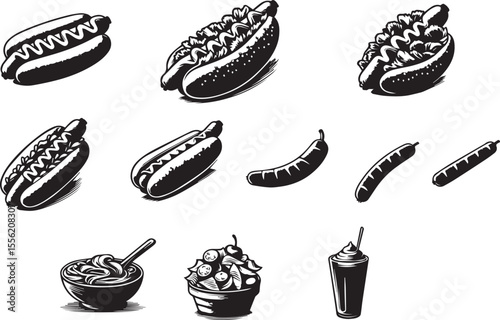 Delicious Hot Dog Vector Logo with Creative Typography illustration