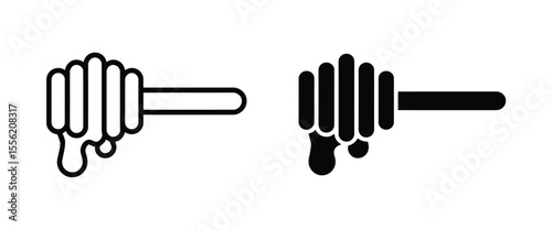 A minimalist line art illustration of a honey dipper