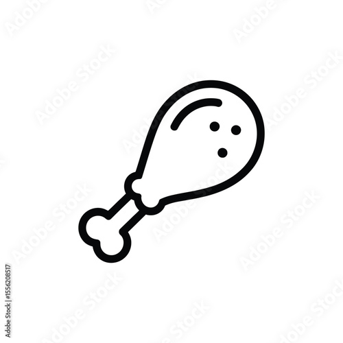 Simple black line art icon of a chicken drumstick on a white background